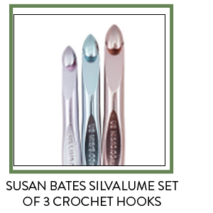 Susan Bates Silvalume Set of 3 Crochet Hooks.