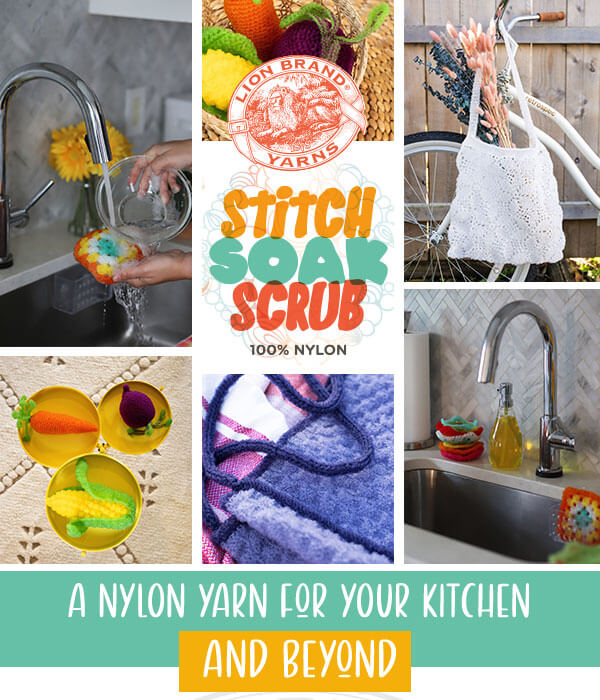 Stitch Soak Scrub. 100% Nylon. A Nylon yarn for your kitchen and beyond.