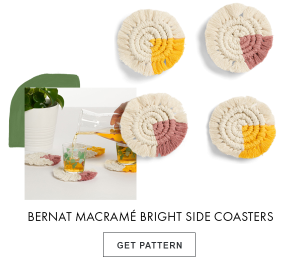 Bernat Macrame Bright Side Coasters. GET PATTERN.