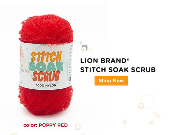 Lion Brand. Stitch Soak Scrub. Color: Poppy Red. SHOP NOW.