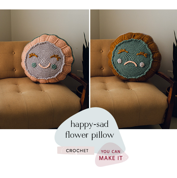 You can make it. Happy-sad Flower Pillow. CROCHET. 