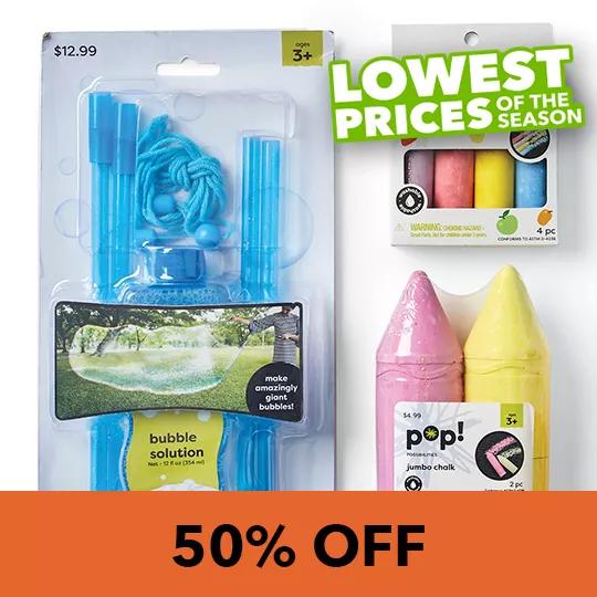 50% off POP! Sidewalk Chalk and Bubbles. Lowest Price of the Season