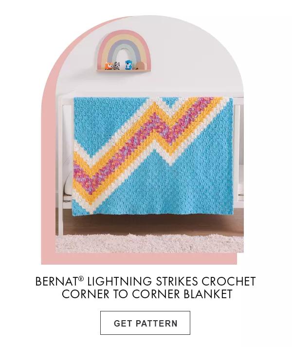 Bernat Lightning Strikes Crochet Corner to Corner Blanket. GET PATTERN.