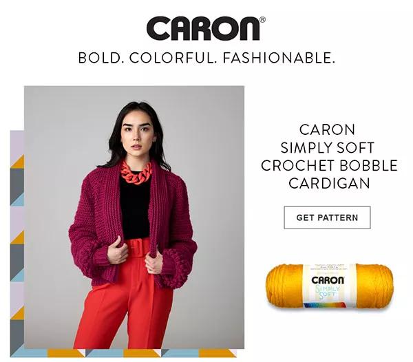 Caron Simply Soft crochet bobble cardigan. GET PATTERN.