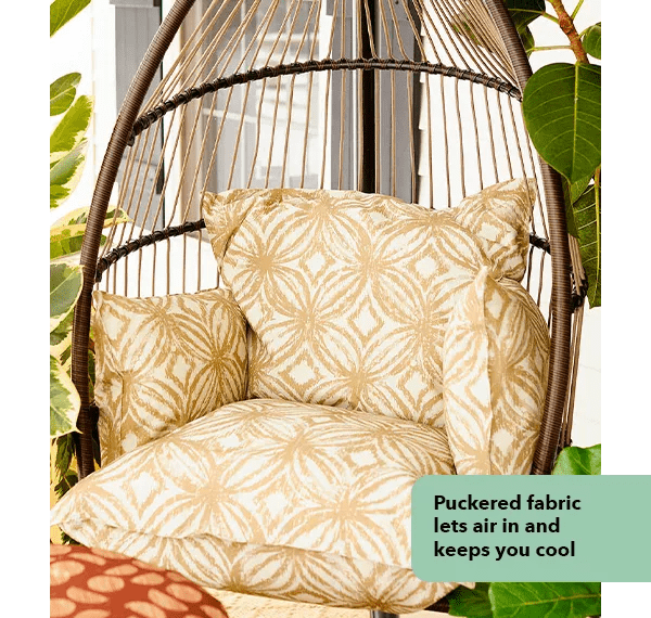  Puckered fabric lets air in and keeps you cool. Hanging Chair Outdoor Cushion.
