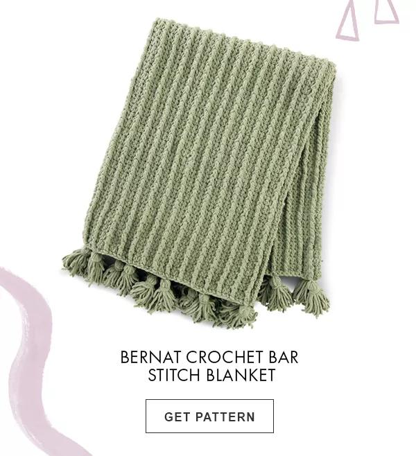 Bernat crochet bar stitch blanket. Get Pattern.