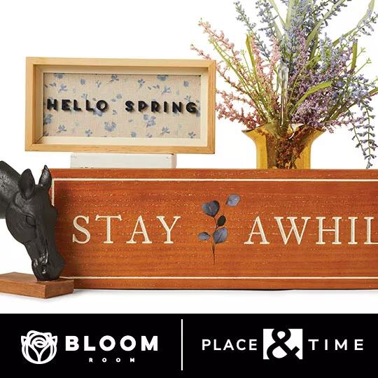 Place and Time and Bloom Room Spring Decor and Floral.