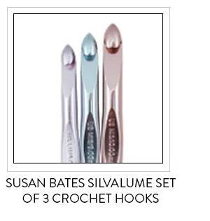 Susan bates silvalume set of 3 crochet hooks.