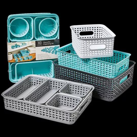 Plastic Weave Storage Bins.