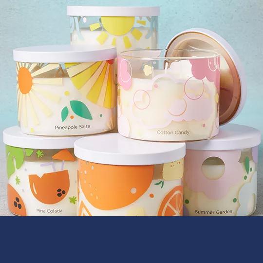 14oz Spring and Summer 3-Wick Candles $9.99 each.
