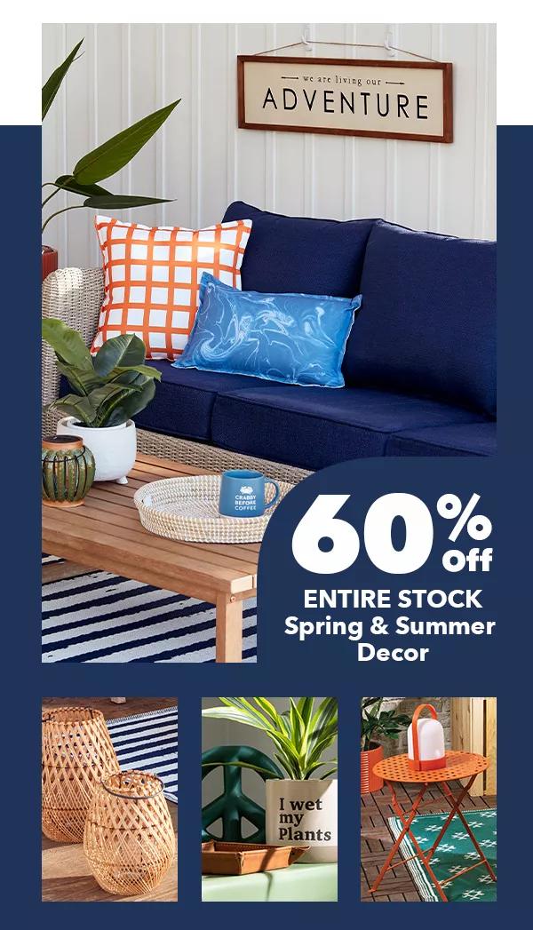 60% off ENTIRE STOCK Spring & Summer Decor