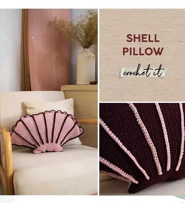 Shell pillow. Crochet it.