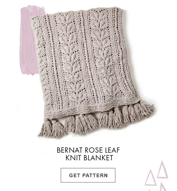 Bernat rose leaf knit blanket. Get Pattern.