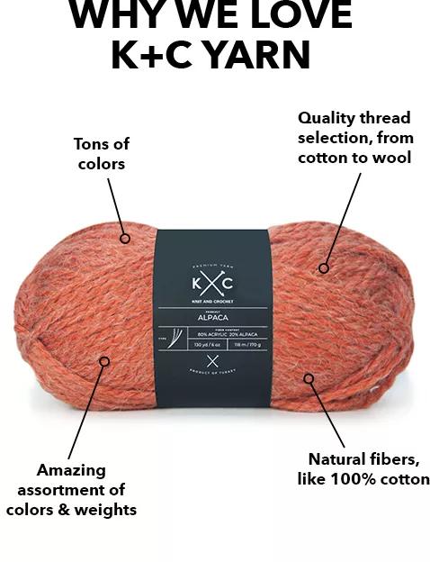 Why we love K+C Yarn. Tons of color, quality thread, amazing assortment and natural fibers.