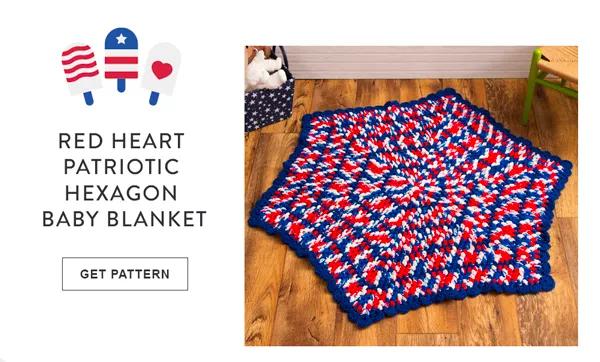 Red Heart Patriotic Hexagon Baby Blanket. Get Pattern.