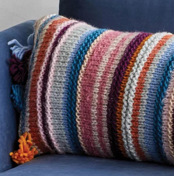 Scrappy Pillow With Tassels.