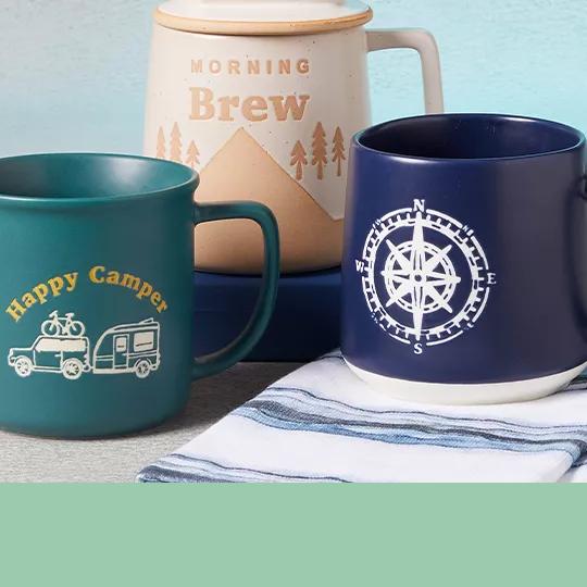 Starting at $5.19 each. Mugs and Towels.