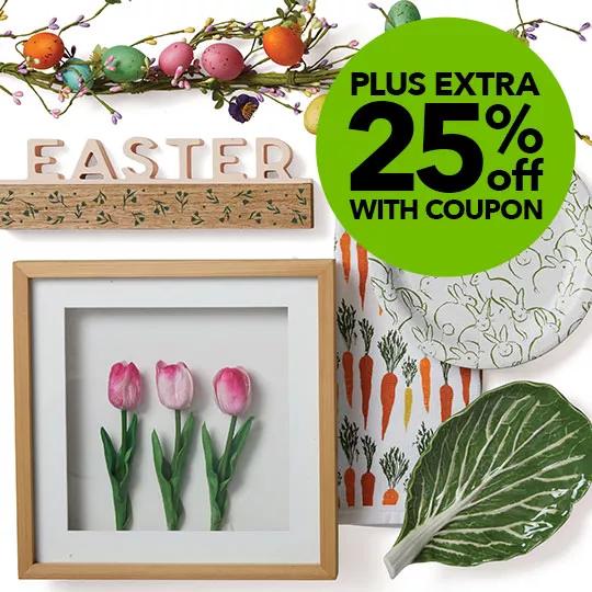 Easter Decor and Floral. Plus extra 25% off with coupon.