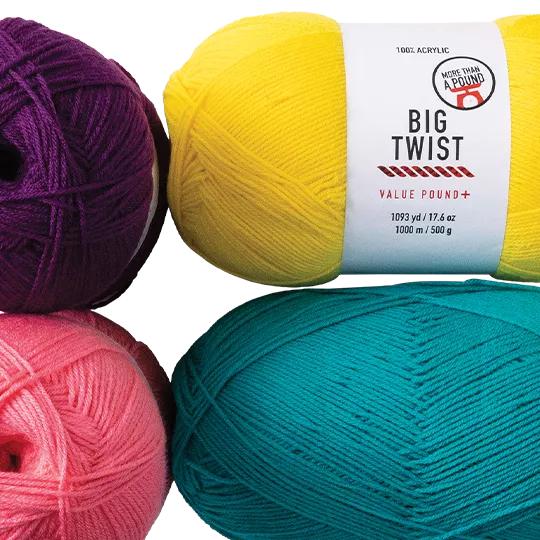 $8.99 ea. Big Twist Value Pound Plus Yarn. Reg. $11.99-$14.39 ea. SHOP ALL.