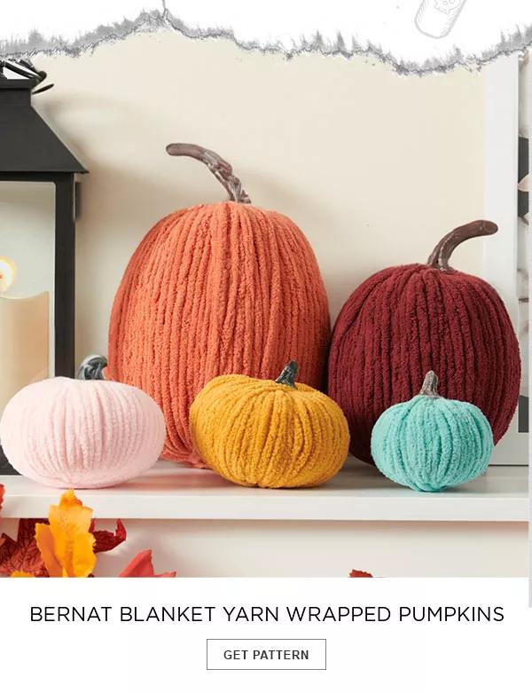 Bernat Blanket Yarn Wrapped Pumpkins. GET PATTERN.