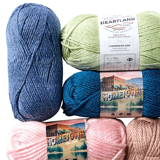 Lion Brand Heartland and Hometown Yarn.