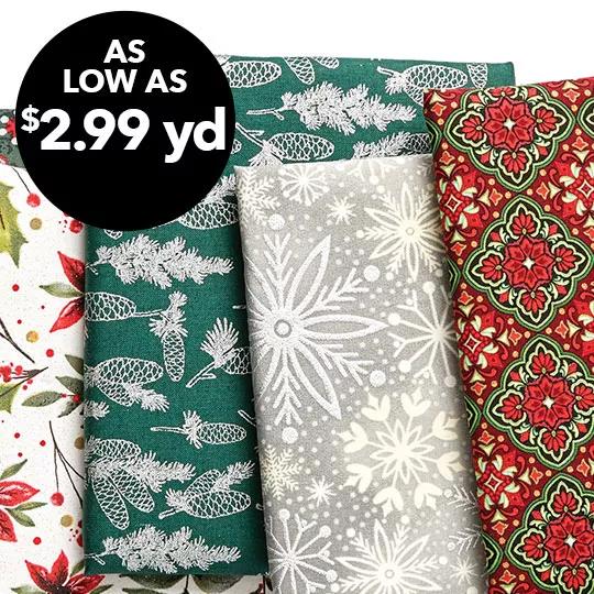 Christmas Cotton. As Low As $2.99 yd