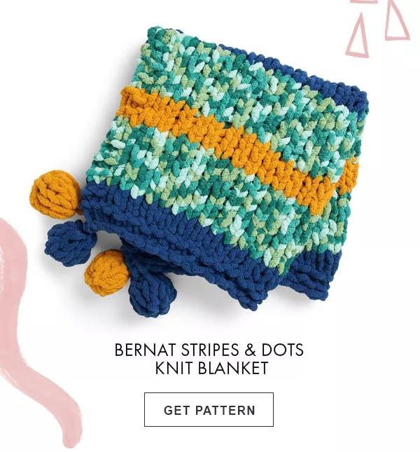 Bernat Stripes & Dots Knit Blanket