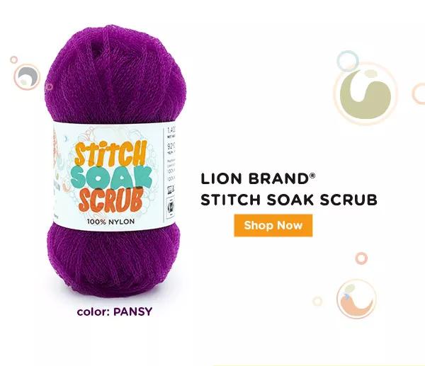 Lion Brand Stitch Soak Scrub, color: Pansy. Shop Now.