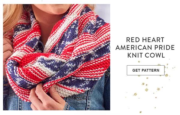 Red Heart American Pride Knit Cowl. Get Pattern.