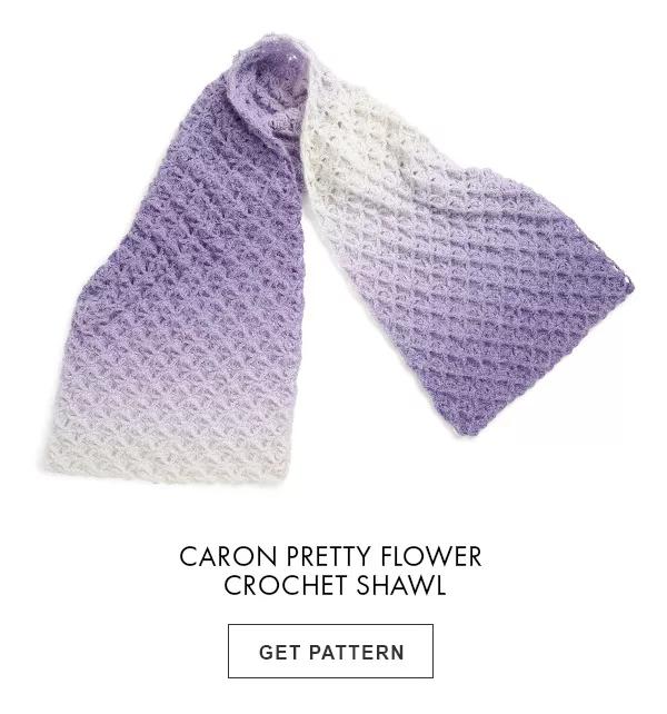 Caron Pretty Flower Crochet Shawl. Get Pattern.