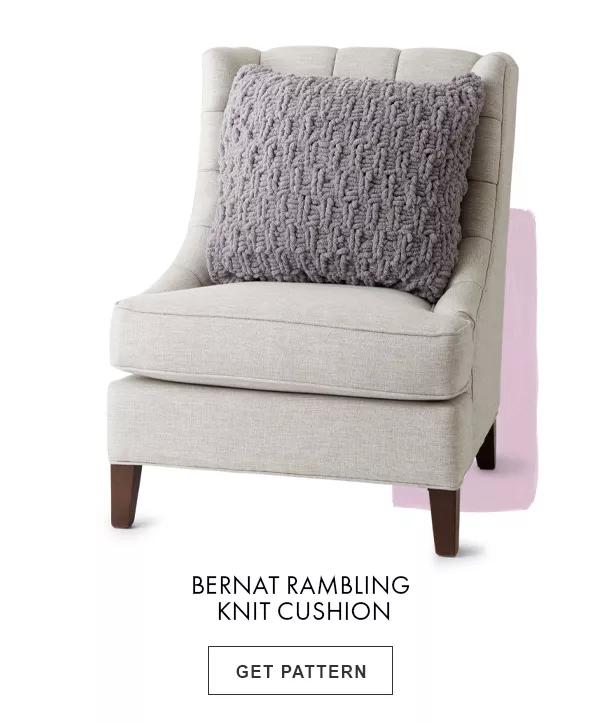 Bernat Rambling Knit Cushion. GET PATTERN,