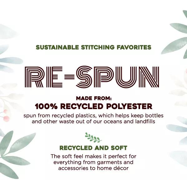 Re-Spun. Made From: 100% Recycled Polyester.