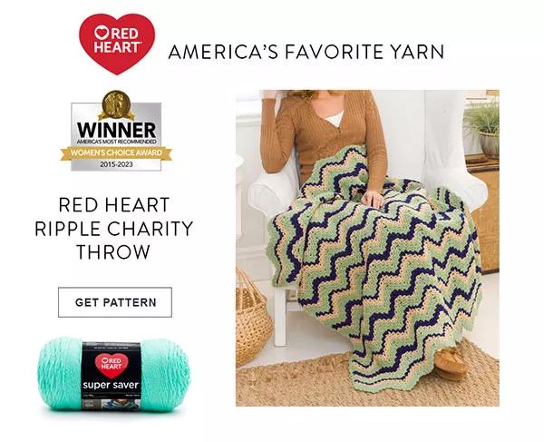 Red Heart ripple charity throw. GET PATTERN.