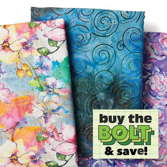 Premium Cotton Prints and Batiks Cotton. Buy the Bolt and Save!
