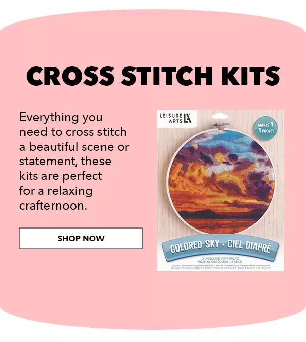 Cross Stitch Kits. Everything you need to cross stitch a beautiful scene or statement, these kits are perfect for a relaxing crafternoon. SHOP NOW