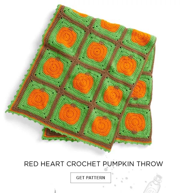 Red Heart Crochet Pumpkin Throw. GET PATTERN.