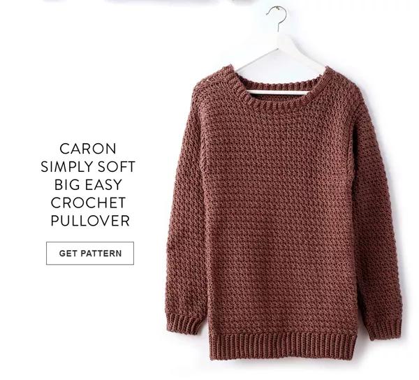 Caron simply soft big easy crochet pullover