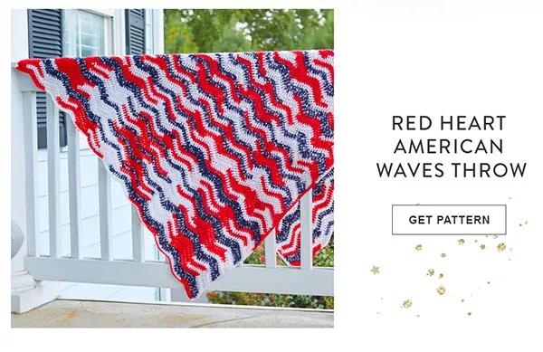 Red Heart American Waves Throw. Get Pattern.