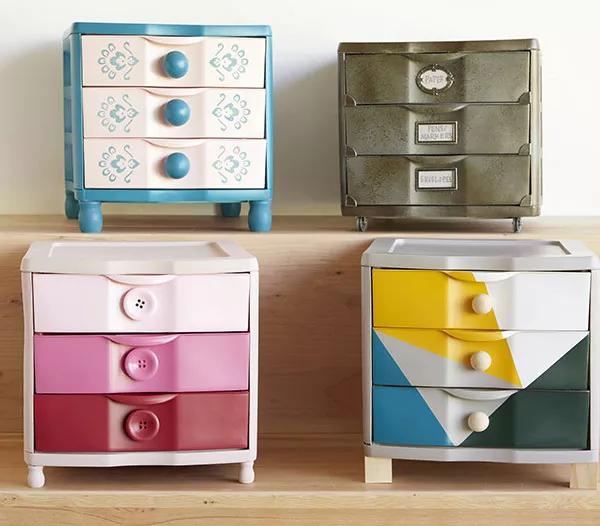 Painted Plastic Storage Chests.