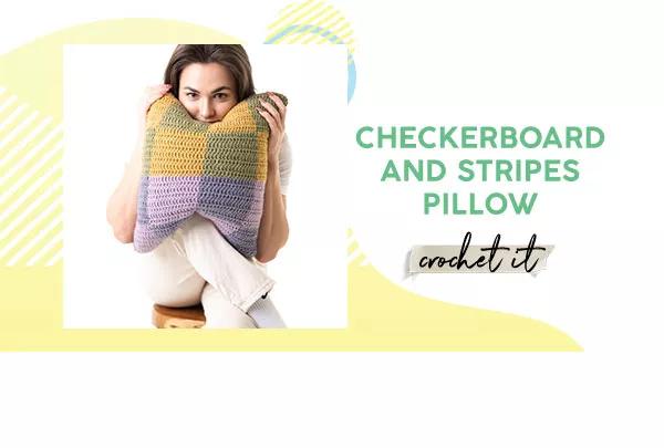 Checkerboard and Stripes Pillow. crochet it.