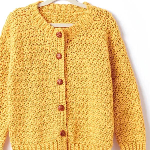 Adult's Crochet Crew Neck Cardigan