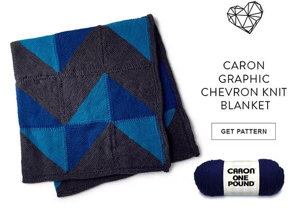 Caron Graphic Chevron Knit Blanket. Get Pattern.