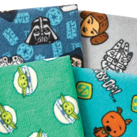 Licensed Character Fabrics and No-Sew Throw Kits.