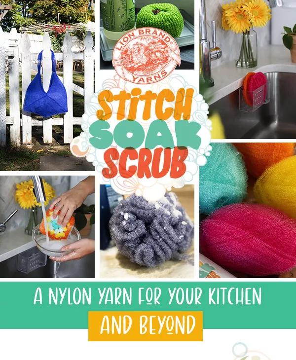 Lion Brands Yarns Stitch Soak Scrub. A nylon yarn for your kitchen and beyond.