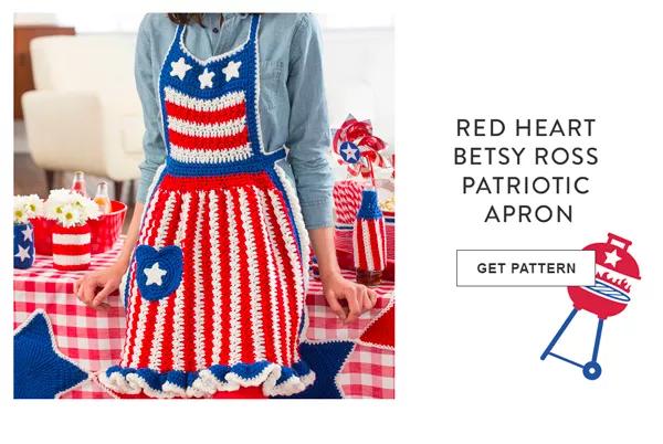 Red Heart Betsy Ross Patriotic Apron. Get Pattern.